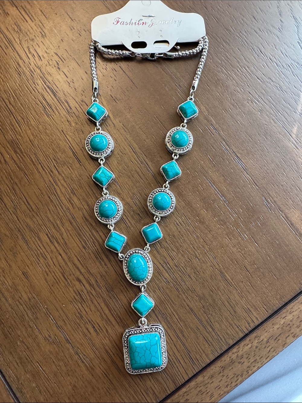 Fashion Jewelry Turquoise Bib Necklace - Silver Tone Accents